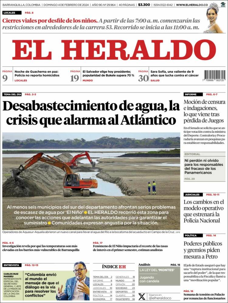 Portada de El Heraldo (Colombia)