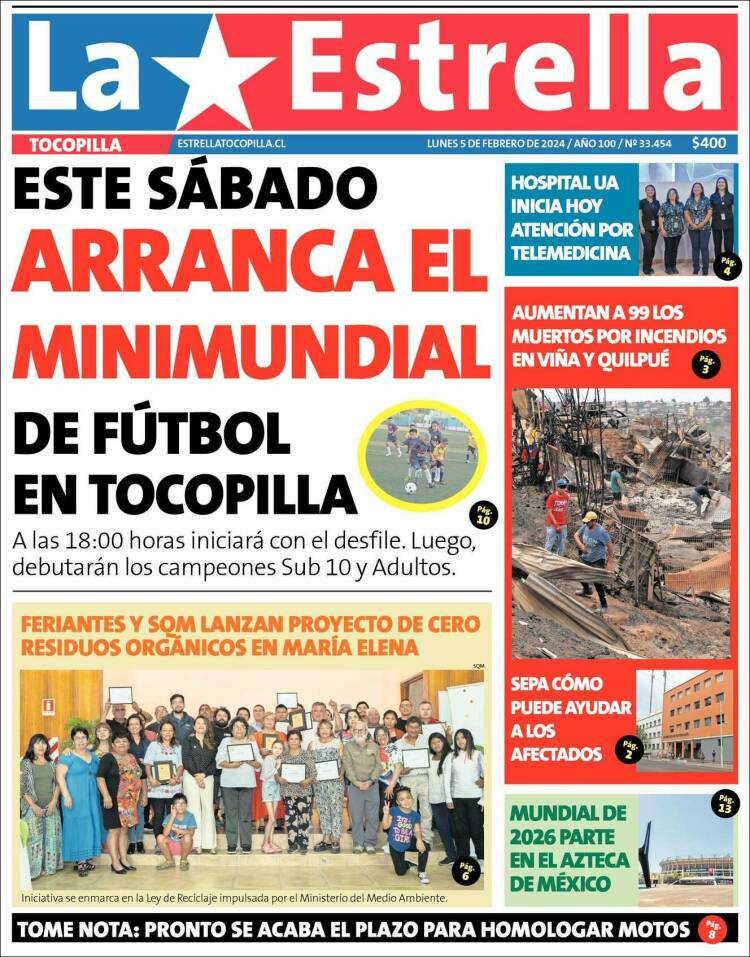 Portada de La Estrella de Tocopilla (Chile)