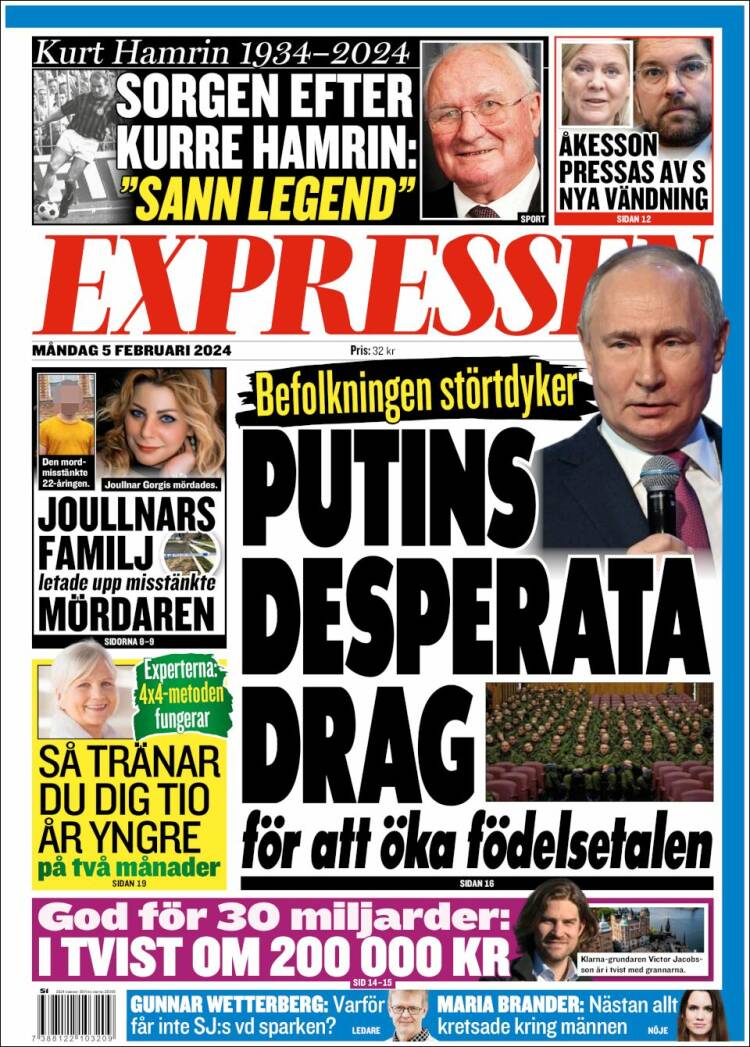 Portada de Expressen (Suecia)