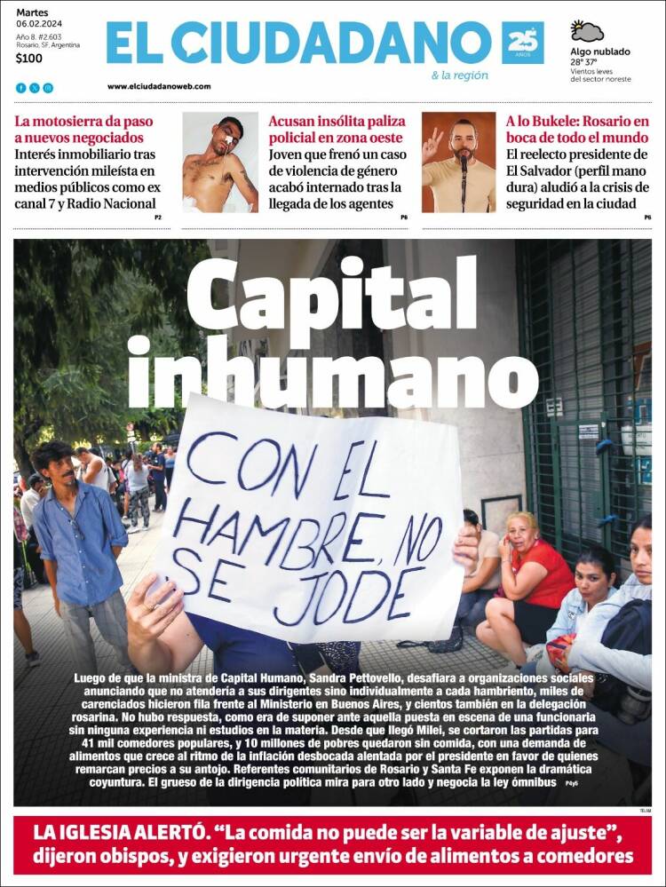 Portada de Diario El Ciudadano (Argentina)