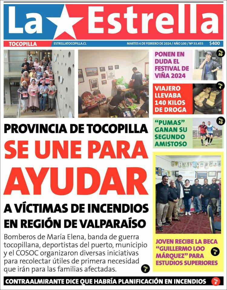 Portada de La Estrella de Tocopilla (Chile)