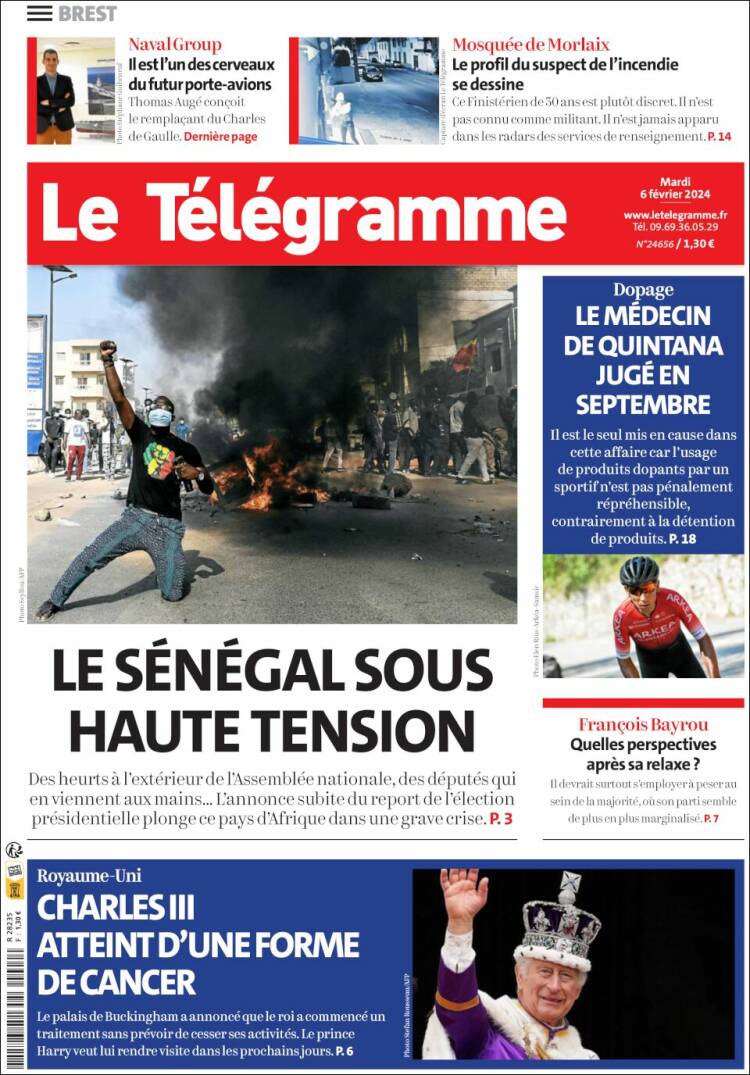 Portada de Télégramme (Francia)