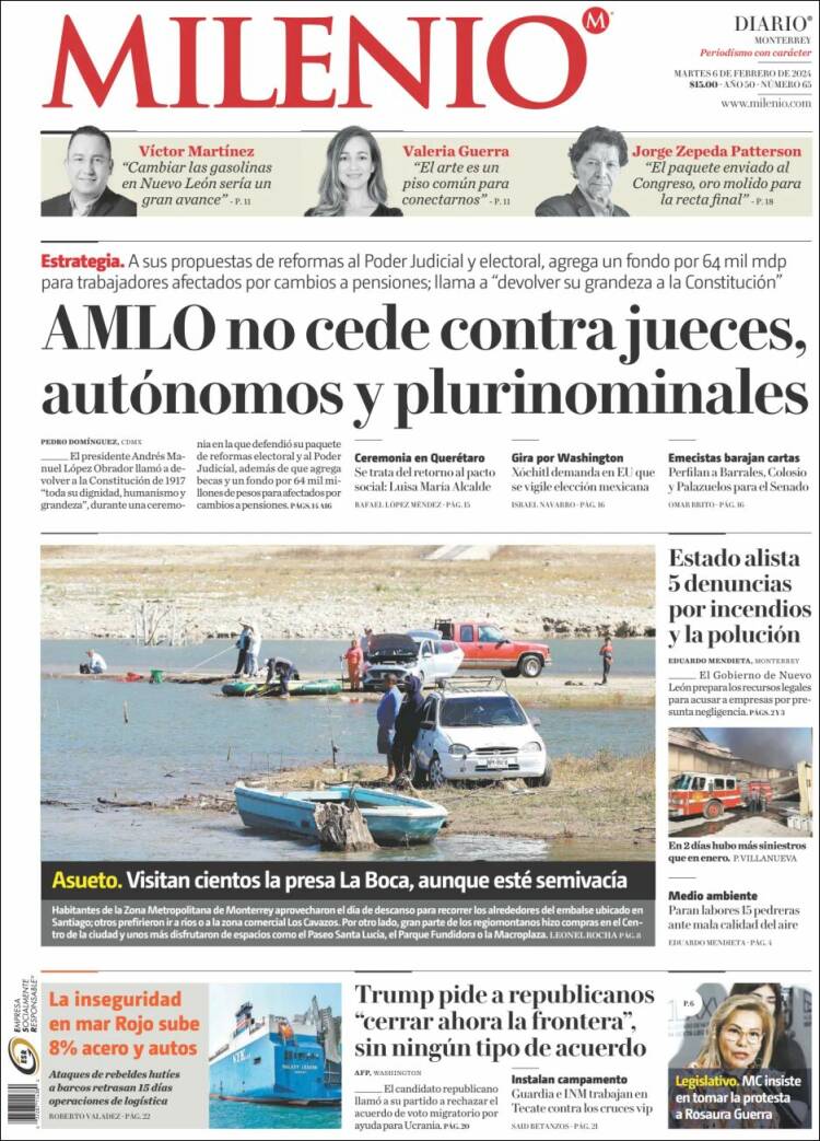 Portada de Milenio de Monterrey (México)