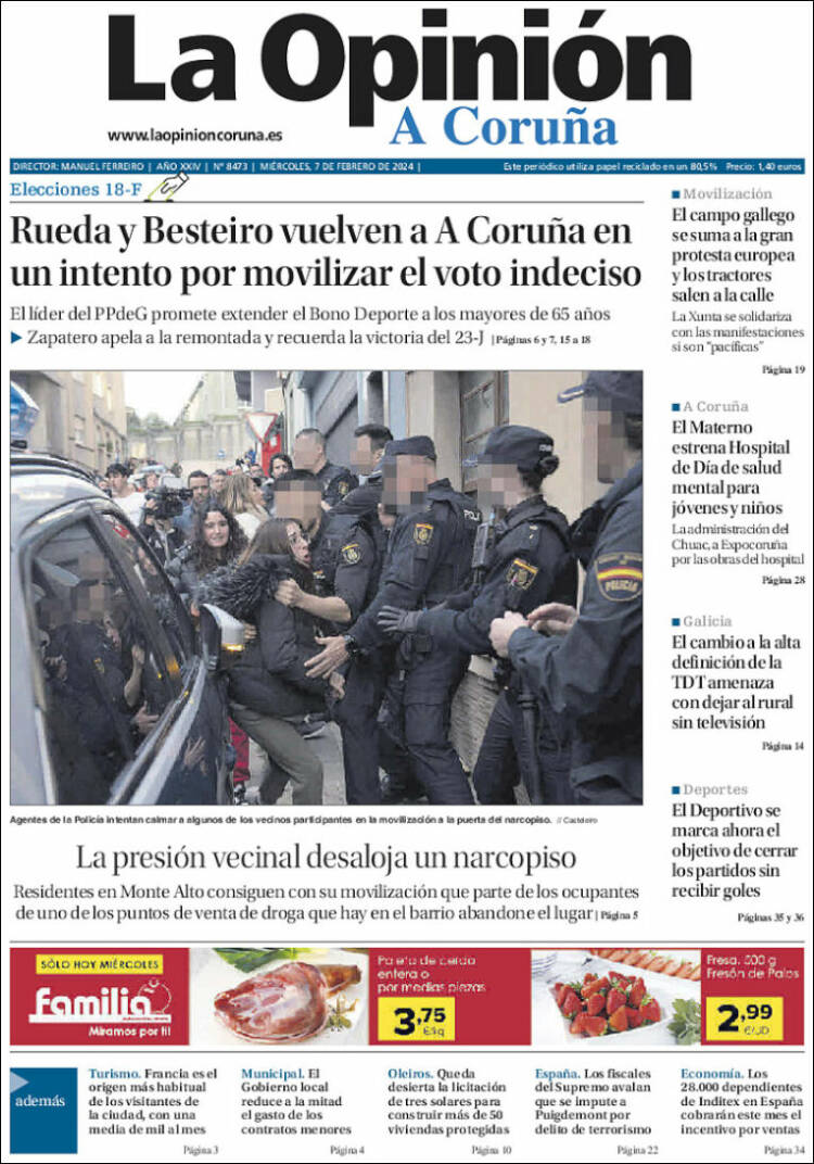 Portada de La Opinión de A Coruña (España)