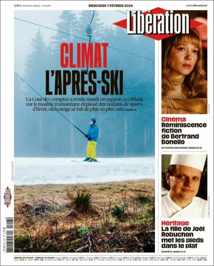 Portada de Libération (Francia)