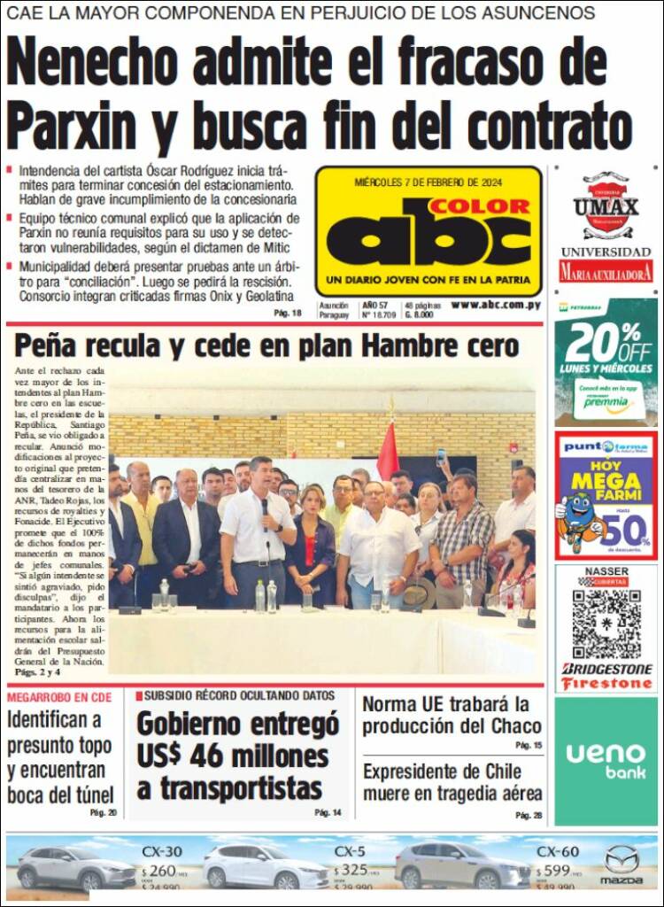 Portada de ABC Color (Paraguay)