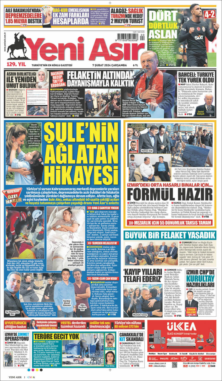 Portada de Yeni Asır (Turquía)