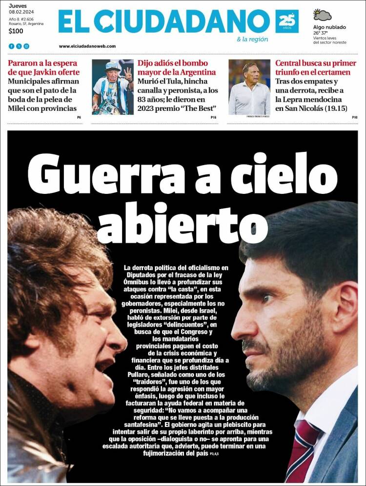 Portada de Diario El Ciudadano (Argentina)