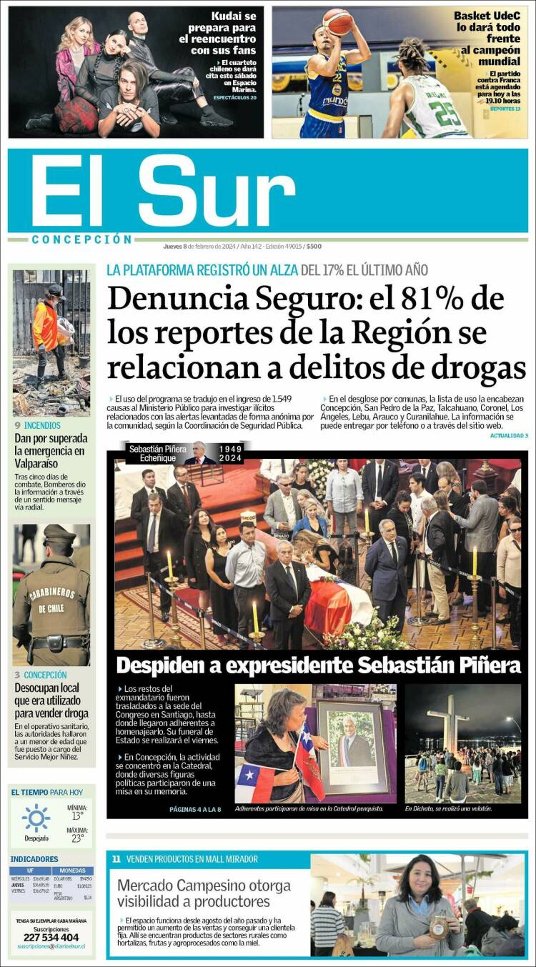 Portada de El Sur (Chile)