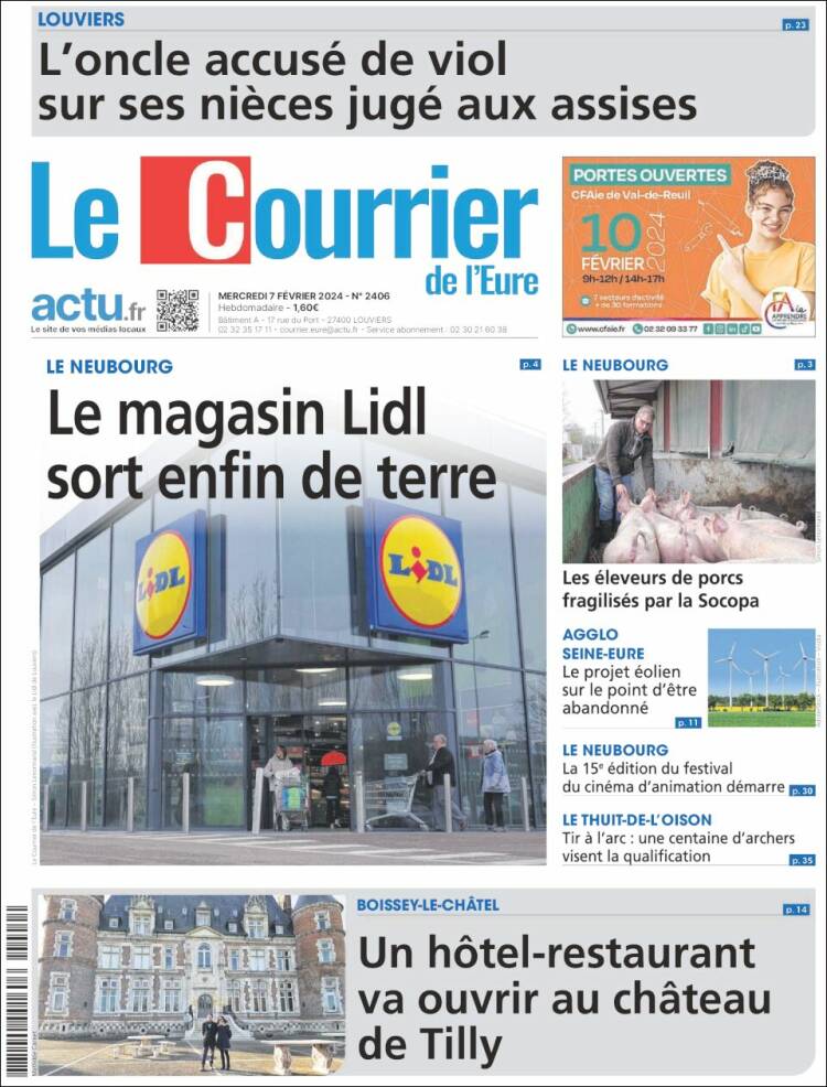 Portada de Le Courrier de l'Ouest (Francia)