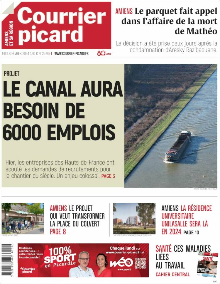 Portada de Courrier Picard (Francia)