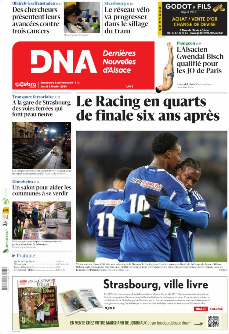 Portada de Les Dernières Nouvelles d'Alsace (Francia)