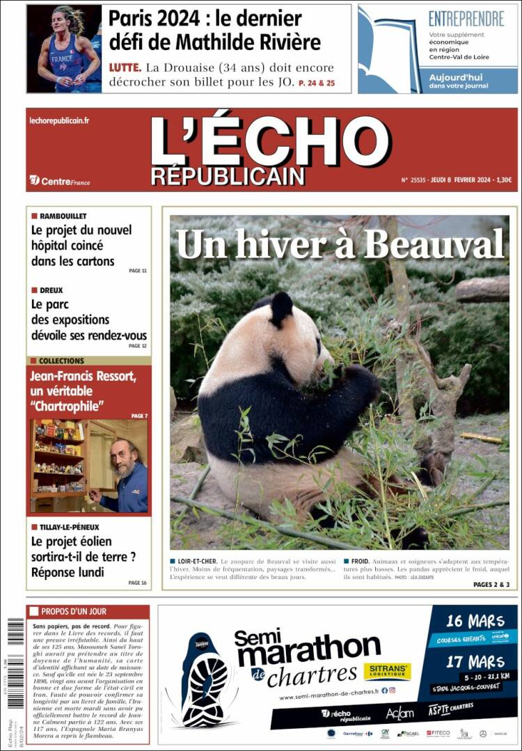 Portada de L'Echo Républicain (Francia)