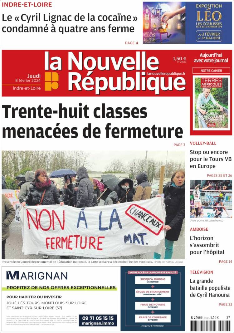 Portada de La Nouvelle Republique (Francia)