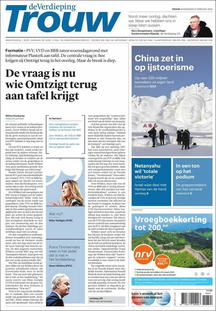 Portada de Trouw (Países Bajos)