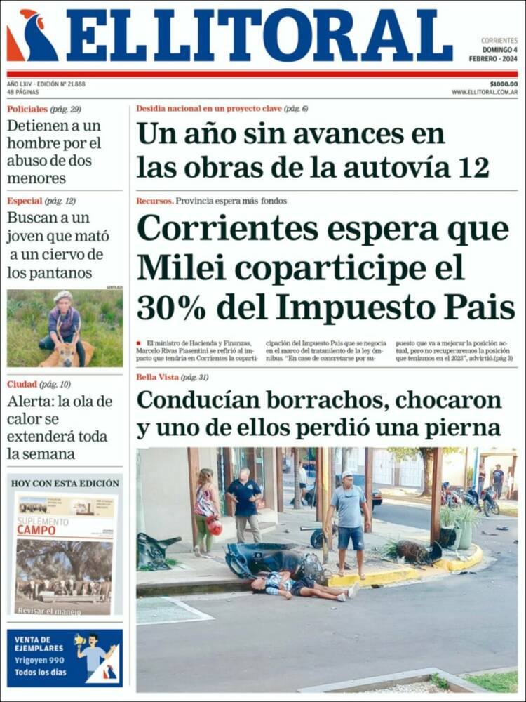 Portada de El Litoral Corrientes (Argentina)