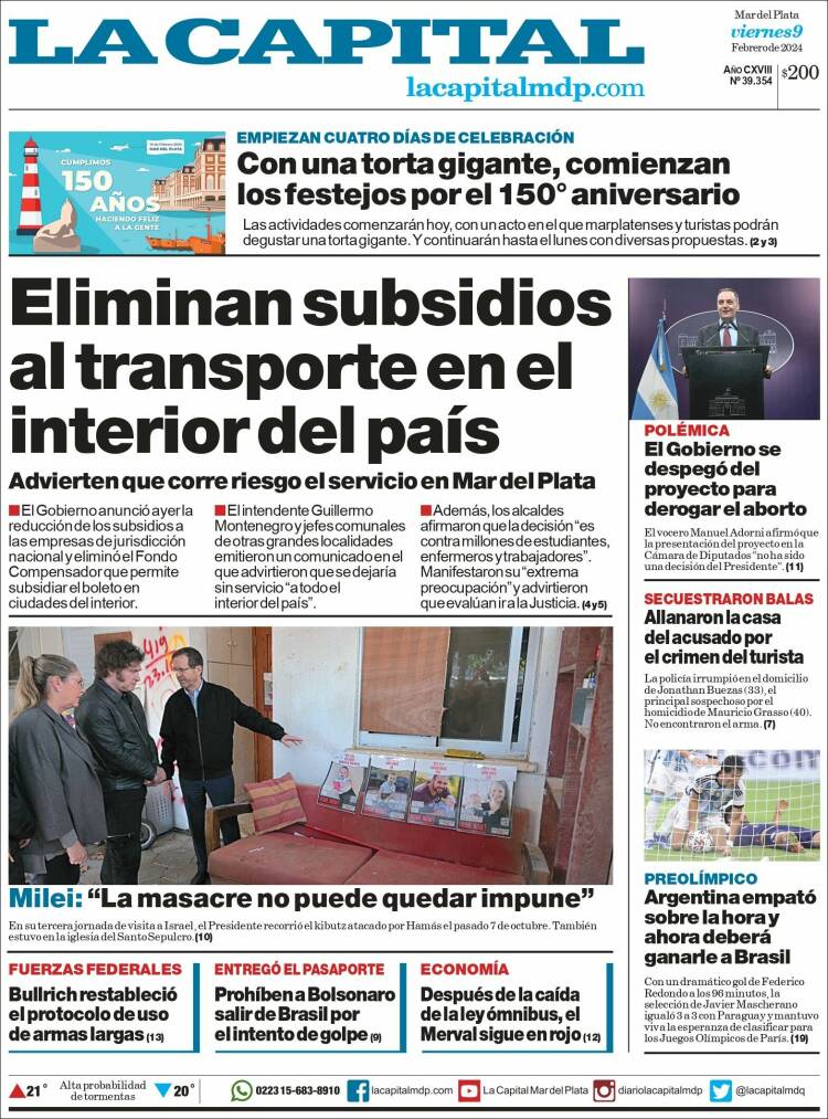 Portada de Diario La Capital - Mar del Plata (Argentina)