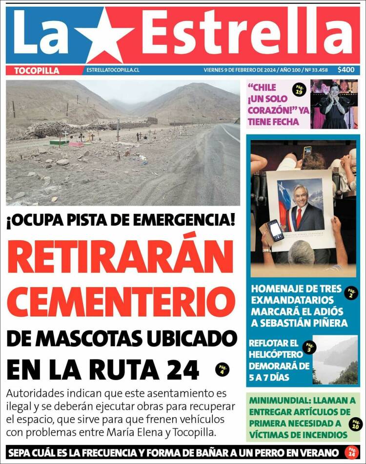 Portada de La Estrella de Tocopilla (Chile)