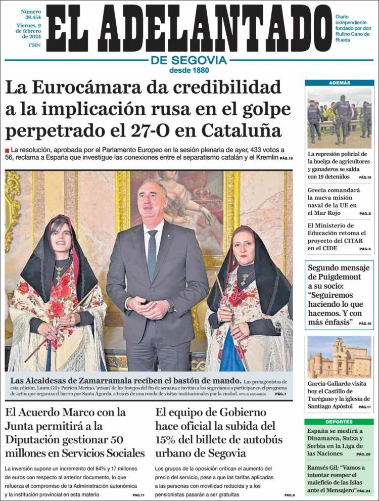 Portada de El Adelantado de Segovia (España)