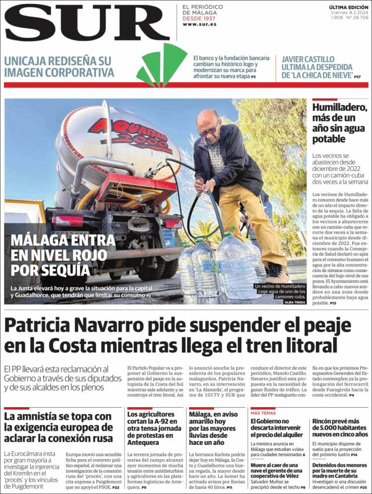 Portada de Diario el Sur (España)