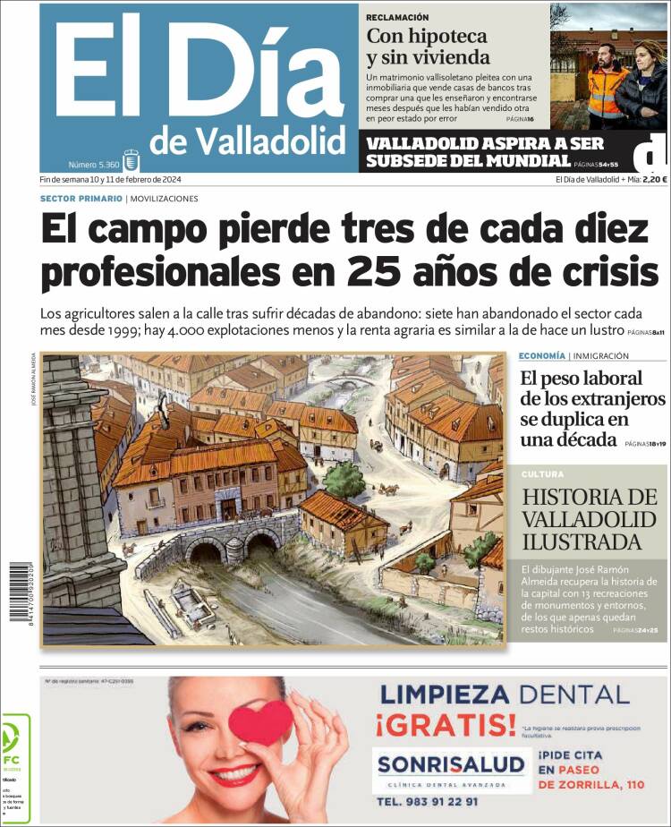 Portada de El Día de Valladolid (España)