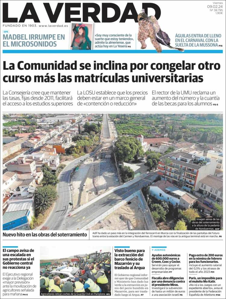 Portada de La Verdad de Murcia (España)
