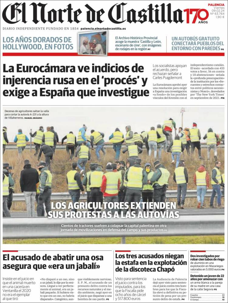 Portada de Norte de Castilla - Palencia (España)