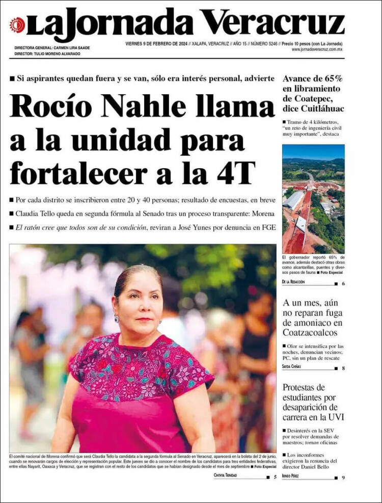 Portada de La Jornada Veracruz (México)