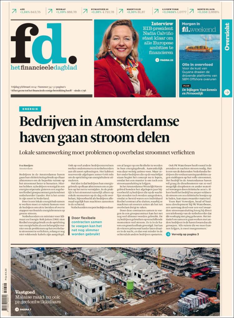 Portada de Het Financieele Dagblad (Países Bajos)