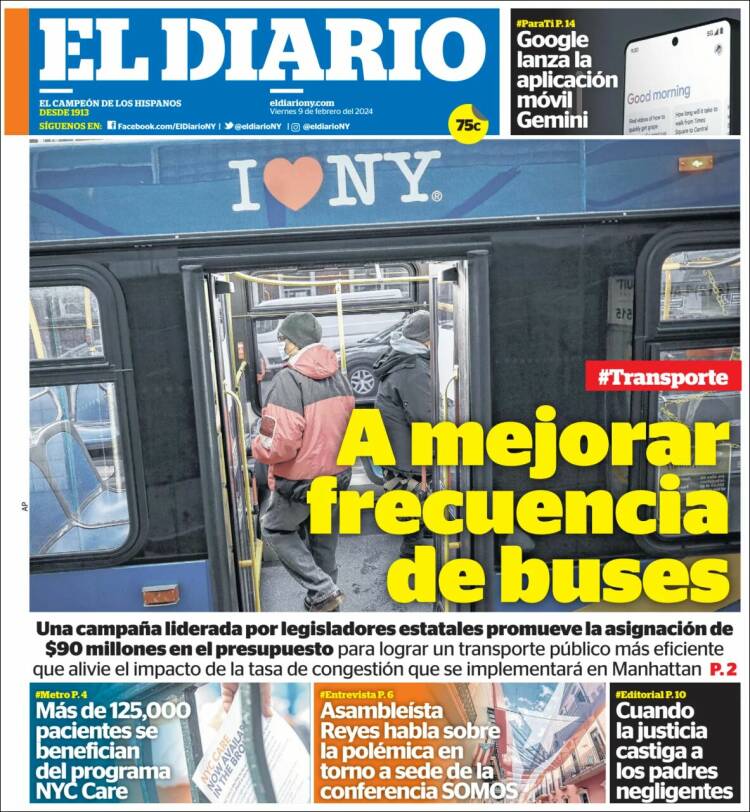 Portada de El Diario NY (USA)