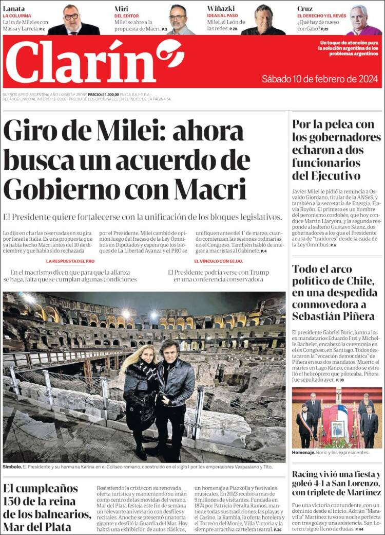 Portada de Clarín (Argentina)