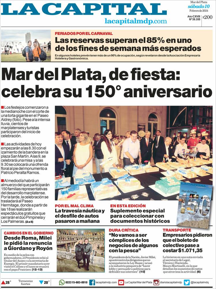 Portada de Diario La Capital - Mar del Plata (Argentina)