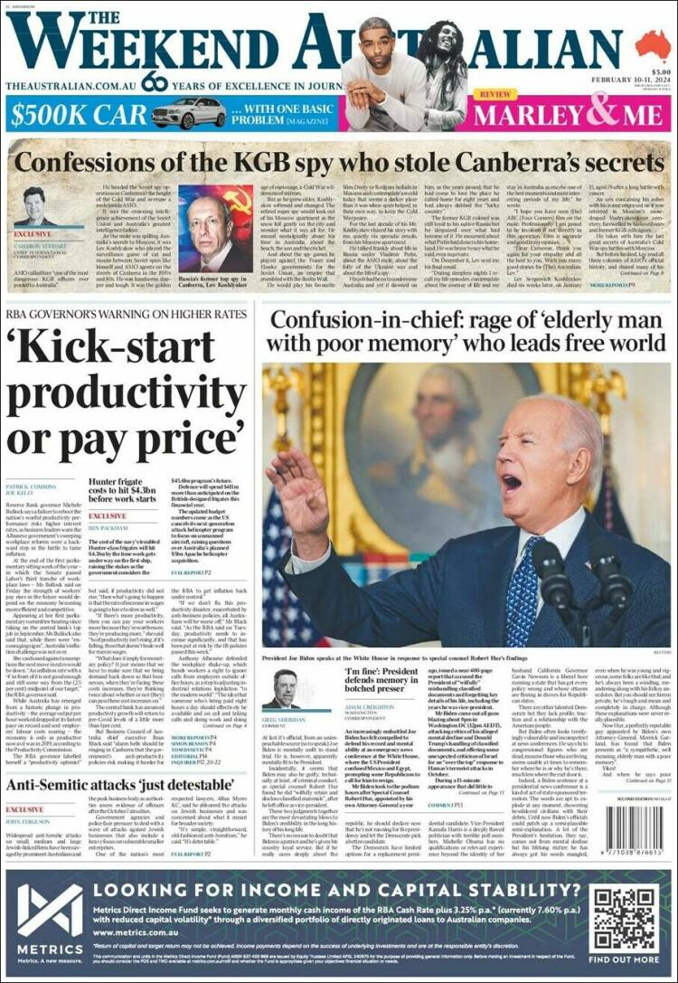 Portada de The Australian (Australia)