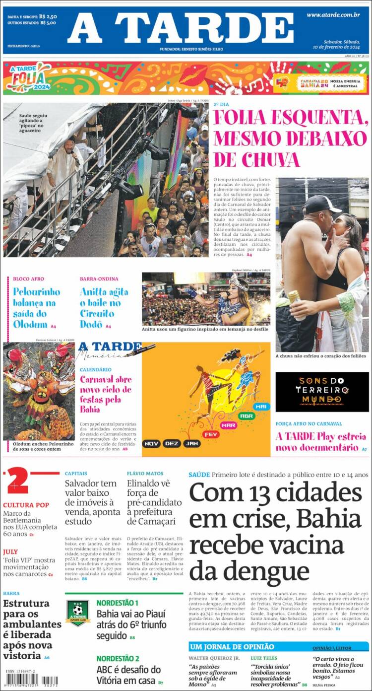 Portada de Diário A Tarde (Brasil)