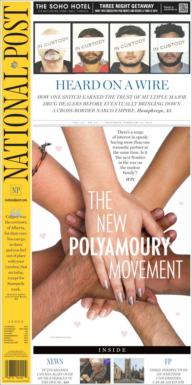 Portada de The National Post (Canadá)