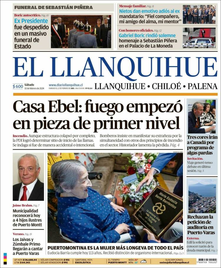 Portada de El Llanquihue (Chile)