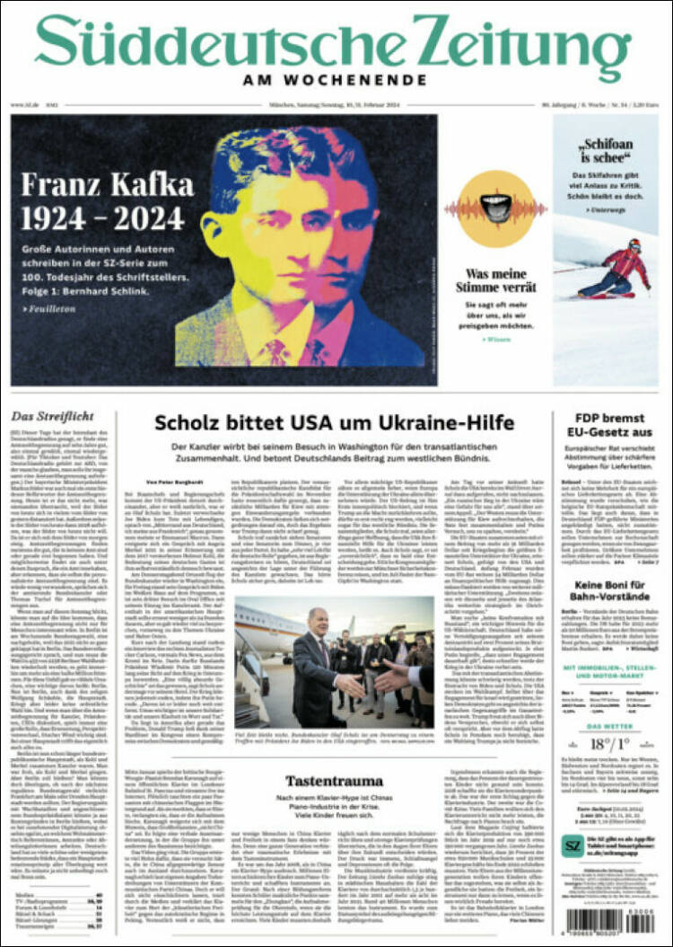 Portada de Sueddeutsche (Alemania)