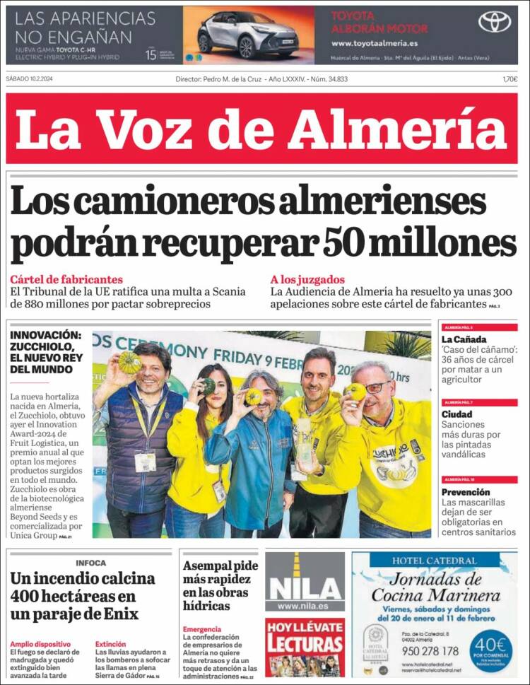 Portada de La Voz de Almería (España)