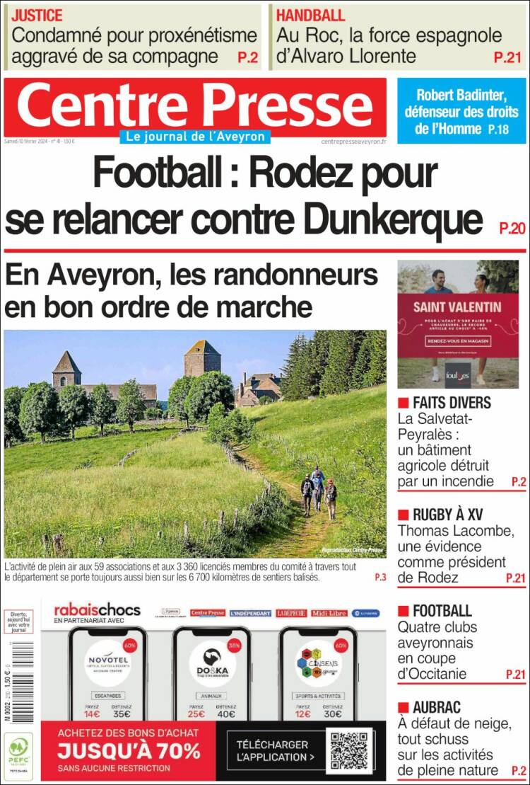 Portada de Centre Presse (Francia)