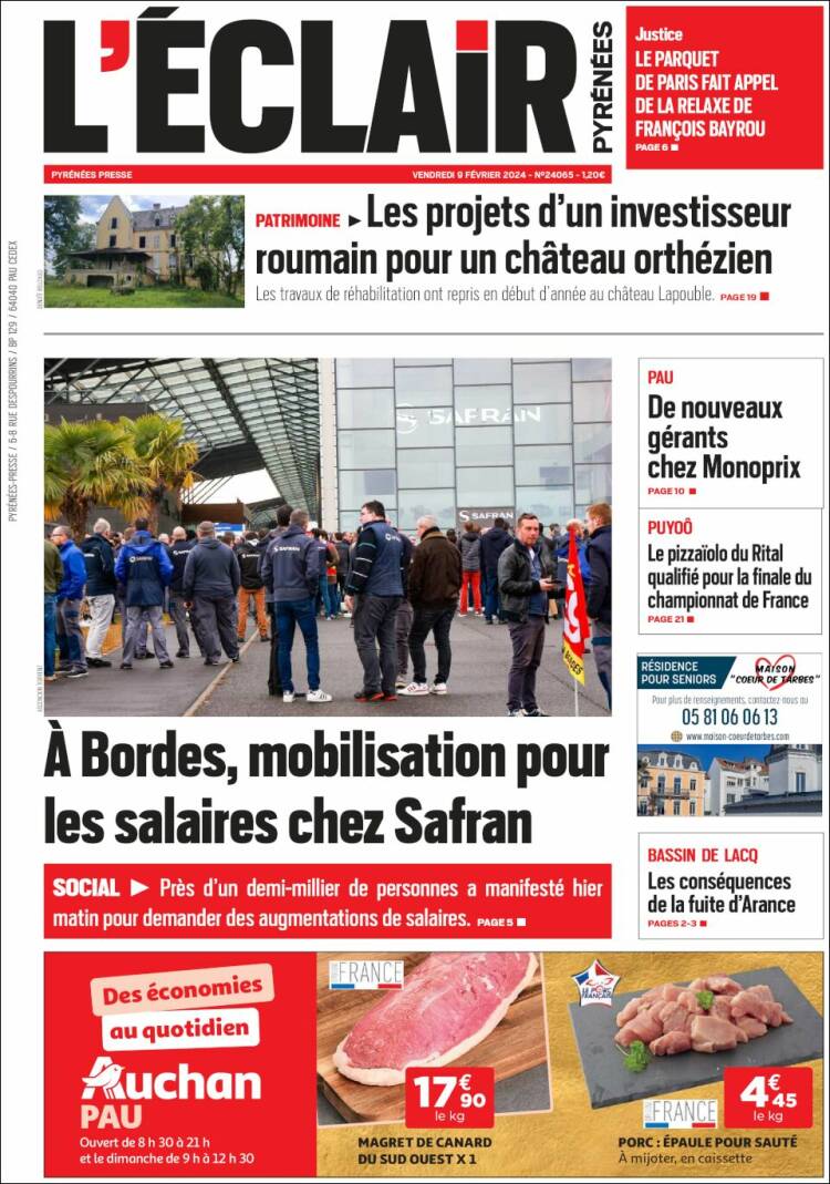 Portada de L'Eclair des Pyrénées (Francia)