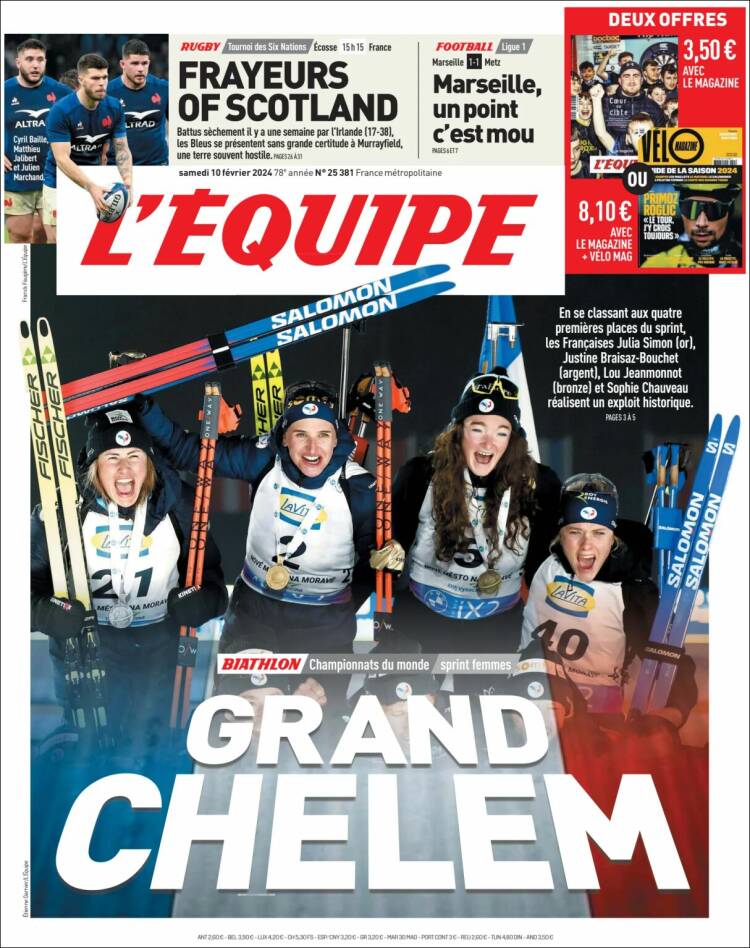 Portada de L'Equipe (Francia)