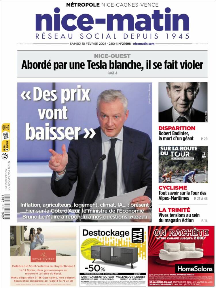 Portada de Nice-Matin (Francia)
