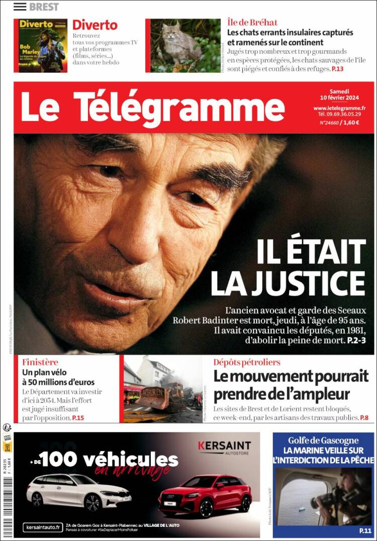 Portada de Télégramme (Francia)