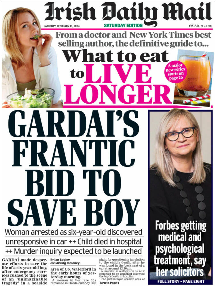 Portada de Irish Daily Mail (Irlanda)