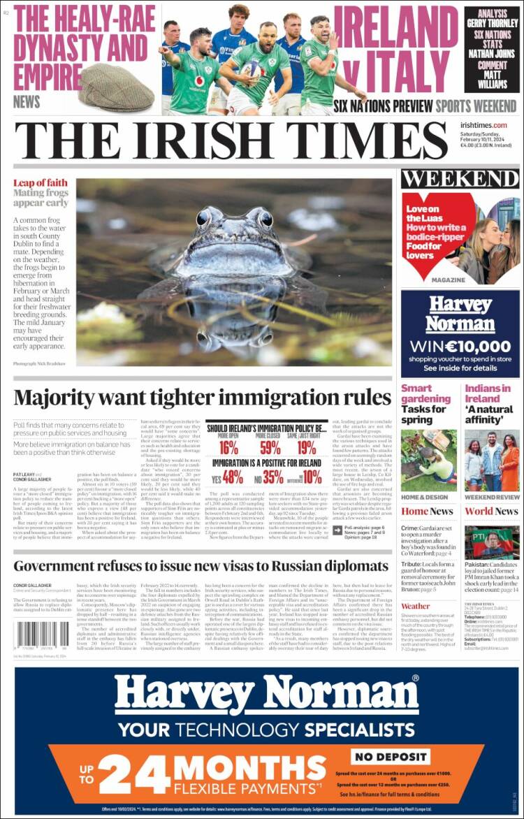 Portada de Irish Times (Irlanda)