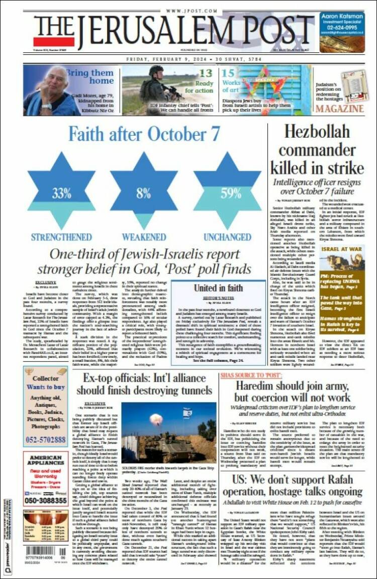 Portada de The Jerusalem Post (Israel)