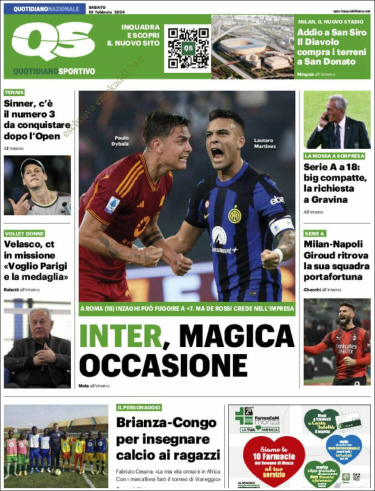 Portada de Quotidiano Sportivo (Italia)