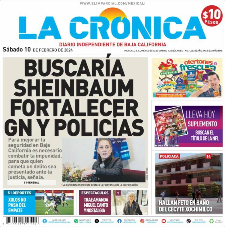 Portada de La Crónica de Baja California (México)