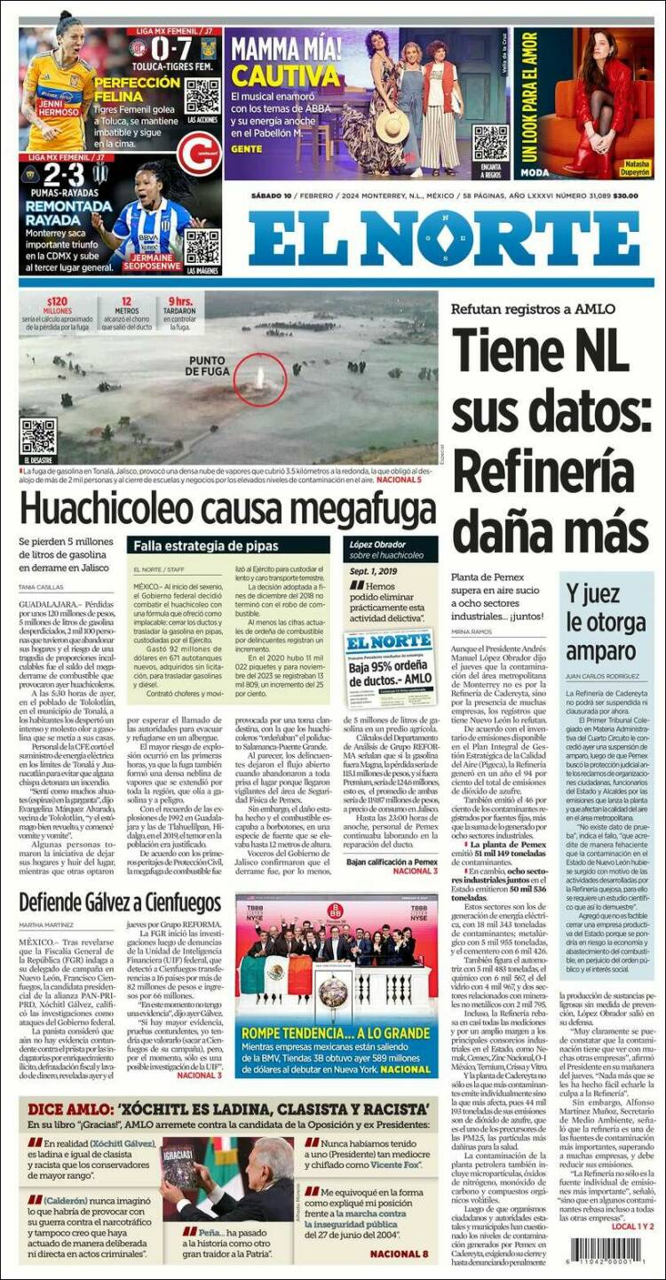 Portada de El Norte (México)