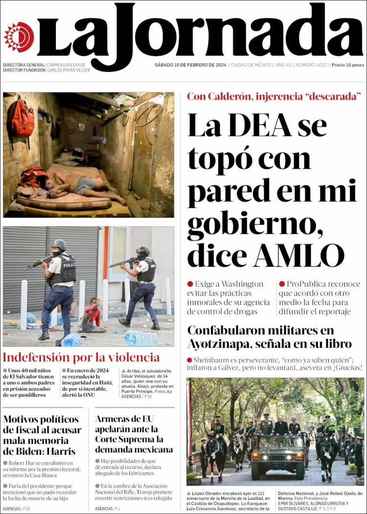 Portada de La Jornada (México)